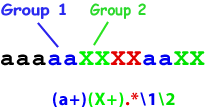 (a+)(X+).*\1\2
