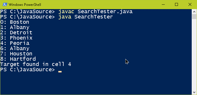 Compile and run SearchTester