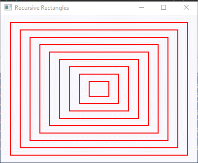 Nine nested rectangles, centered in the window
